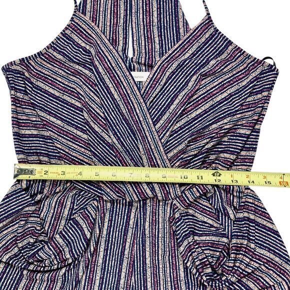 BCBGeneration Jumpsuit Women M Crossover V-neck Draped Pocket Striped Boho Beach - Picture 10 of 16